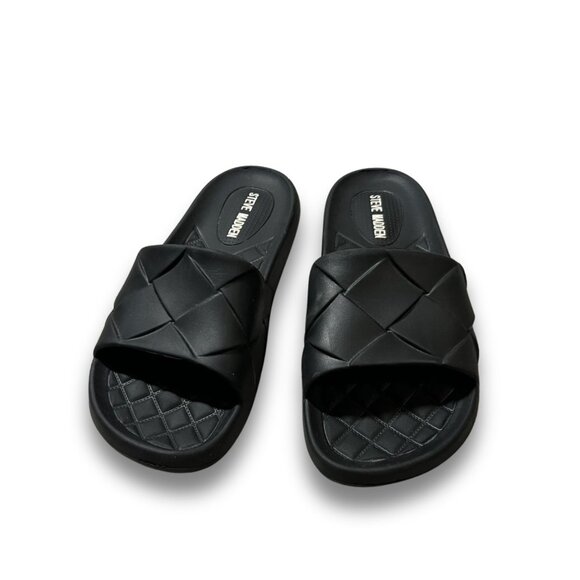 Steve Madden Black Quilted Slides Sandals Slip-On Comfortable Footwear Size 7 - Picture 4 of 5